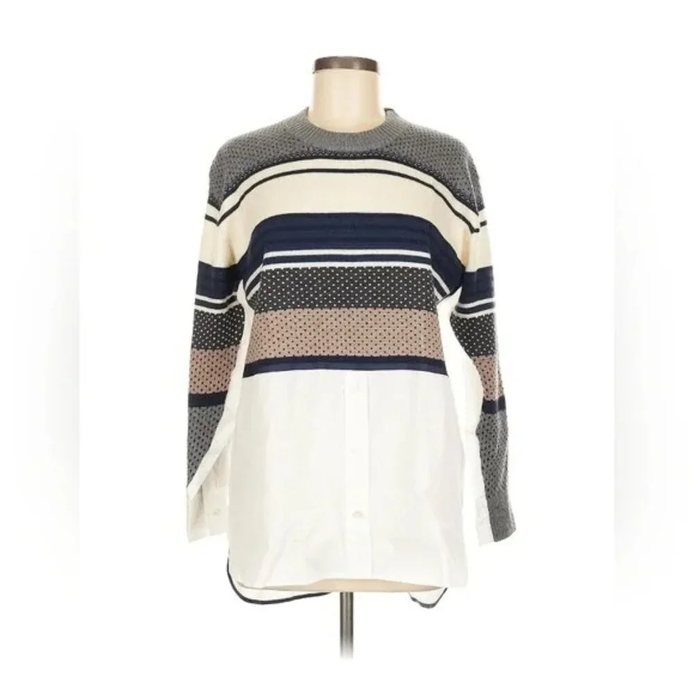 RARE $580 NWT Paul Smith HYBRID WOOL Knit COTTON Sweater Shirt Men M Fair Isle - Picture 1 of 5